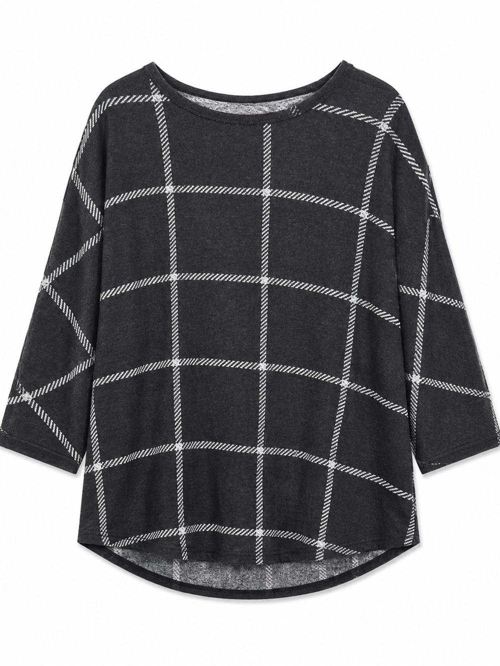 Maurices Black & White Windowpane Crewneck Sweater